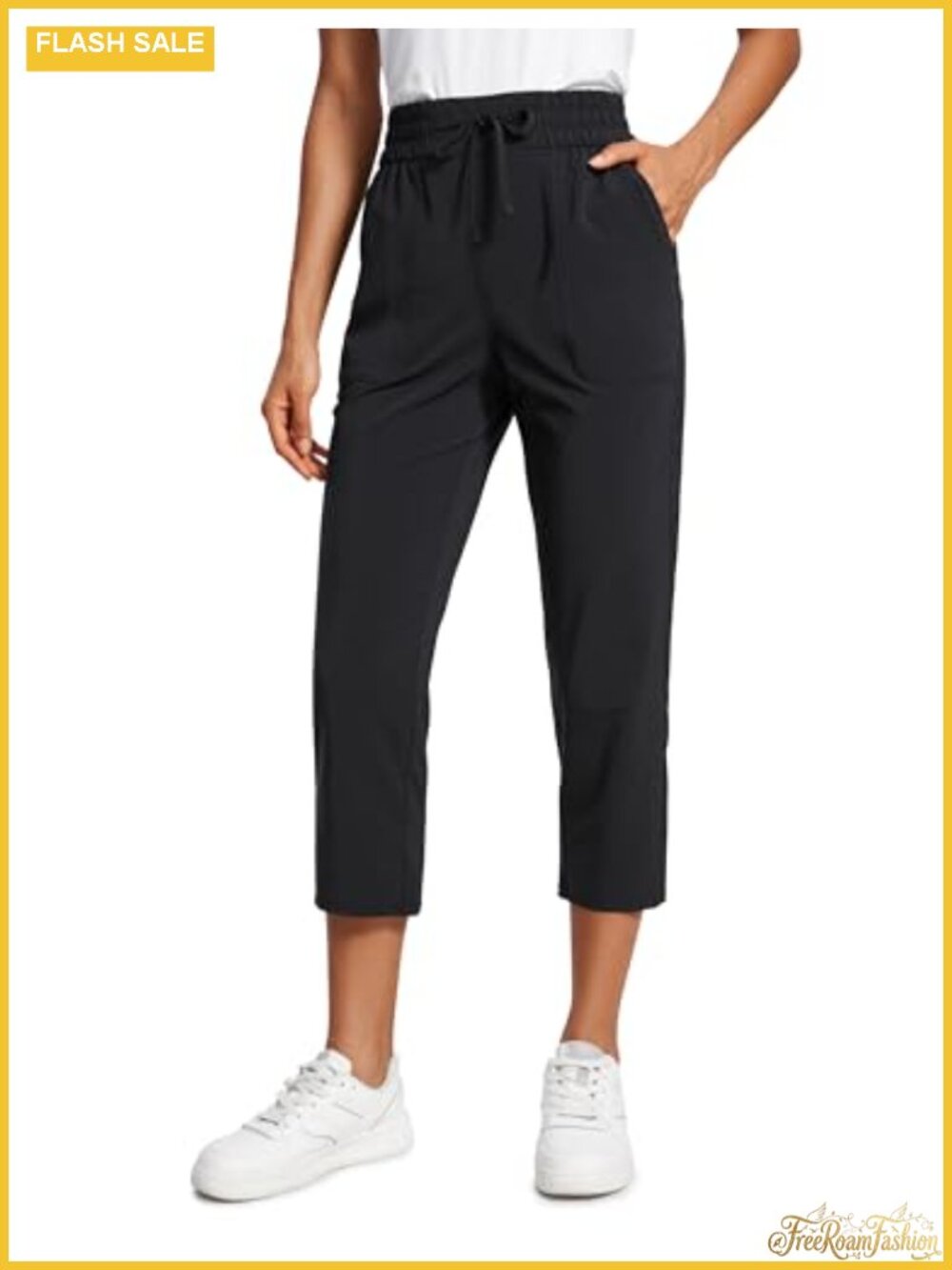 CRZ YOGA Capris Women's Lightweight Athletic Running Pants Mid Rise 23" Inseam